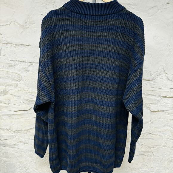 Calvin Klein Sport Chunky Stripe Ribbed Knit Sweater Sweatshirt Made in USA Vtg - Picture 6 of 7